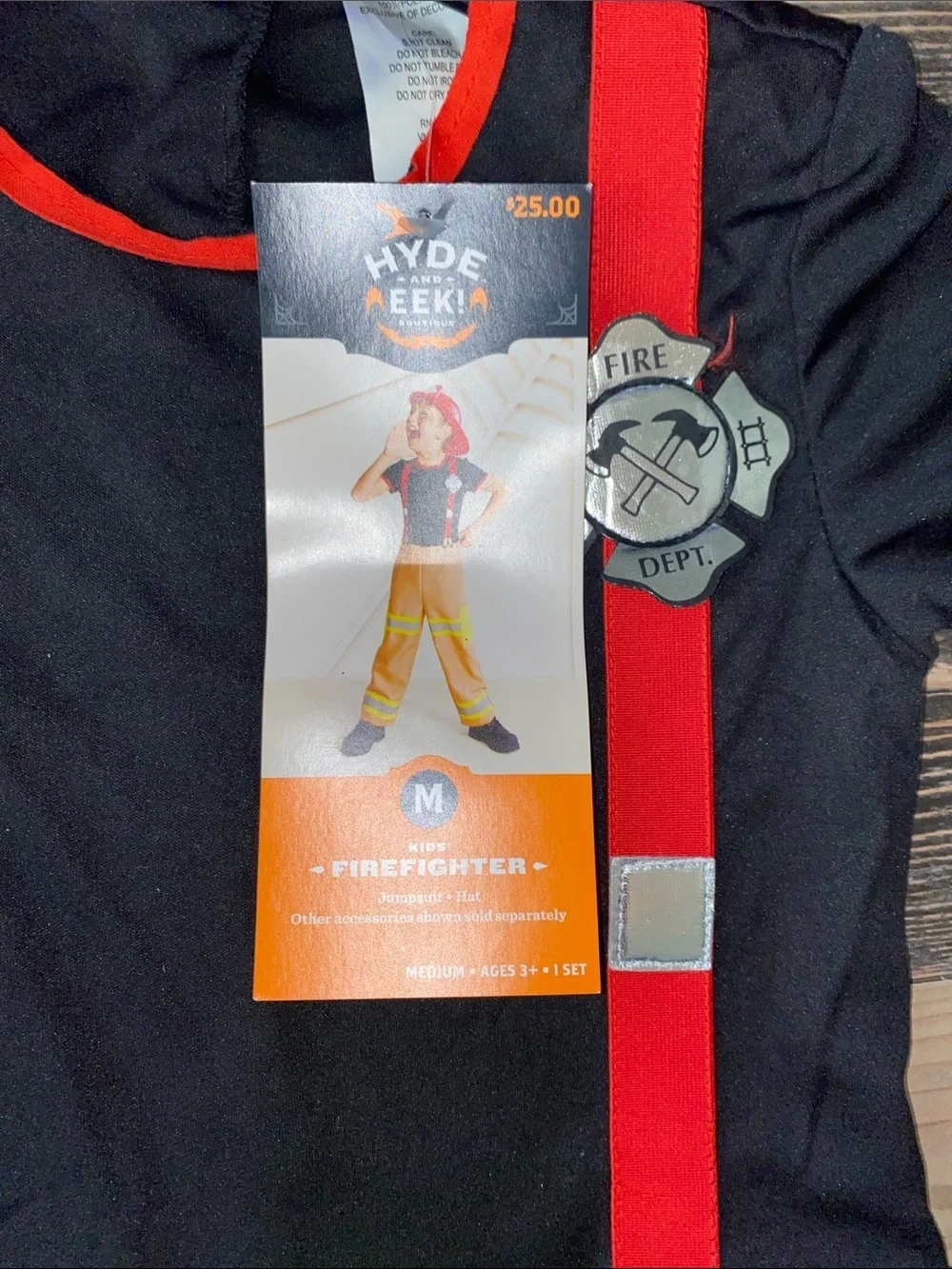 Kids Firefighter Costume Jacket with Red Suspenders - Hyde & Eek! Size M 8-10